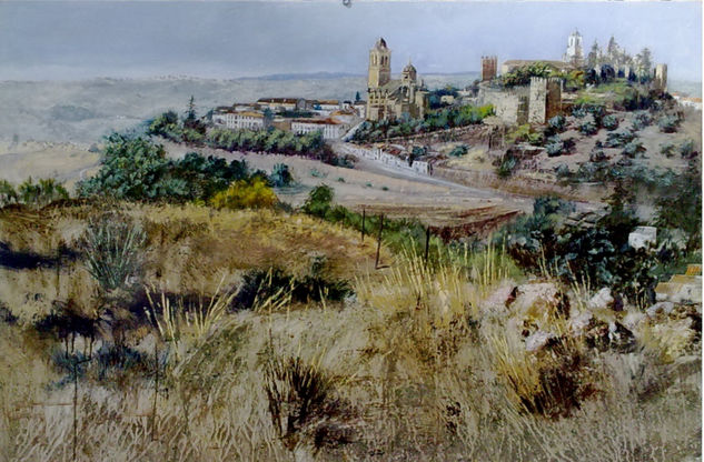 Panorámica de Jerez de los Caballeros Óleo Tabla Paisaje