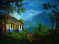 Paisaje con casa de adobes