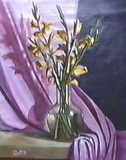 Gladiolas Mixed media Canvas Floral Painting