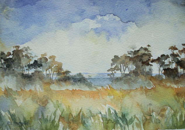 llegando a la costa Watercolour Paper Landscaping