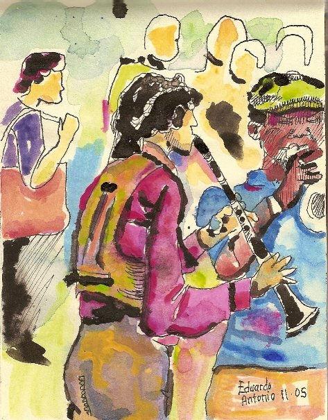 Músicos tocando en una plaza