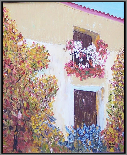 Fachada con flores