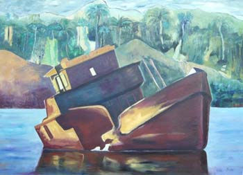 El Barco y el Bosque Oil Canvas Landscaping