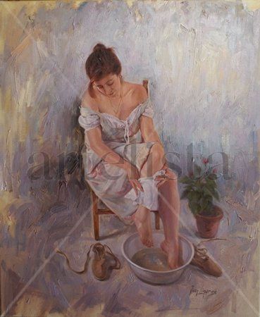 Baño de pies Oil Canvas Figure Painting