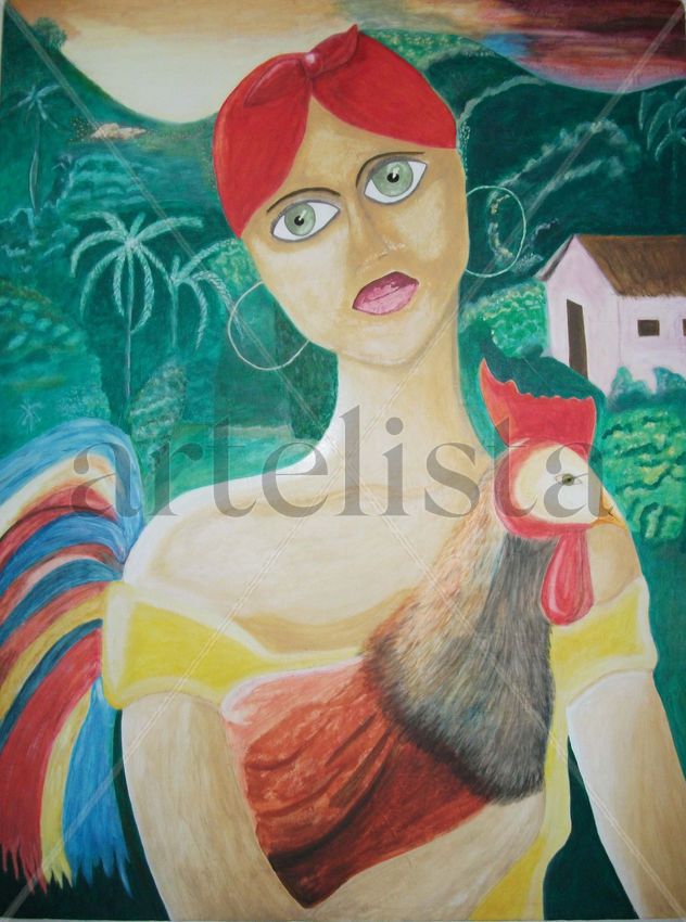 Campesina con Gallo