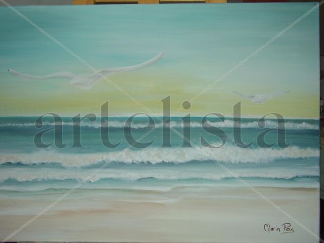 marina y gaviota Oil Canvas Marine Painting