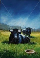 toros del este Oil Canvas Animals