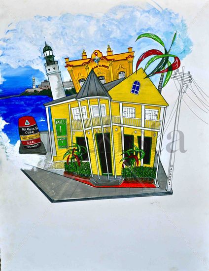 Havana 1 Restaurant in Key West Acrylic Card Landscaping