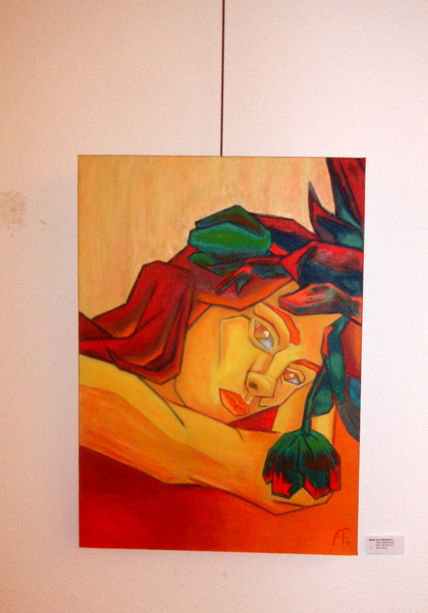 Mujer con tulipanes II