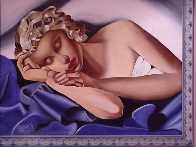 Mujer durmiendo tributo a  Tamara de Lempicka Oil Canvas Figure Painting