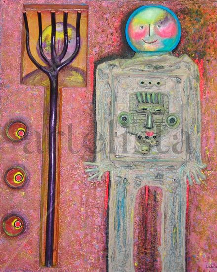 "EL AYER Y EL HOY" Mixed media Panel Figure Painting