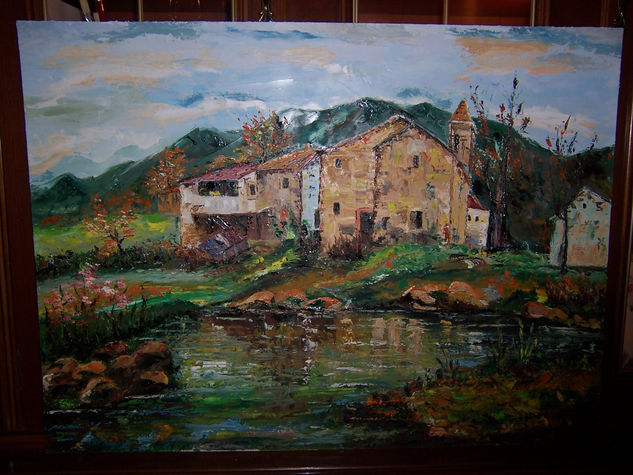 cabaña en las montañas Oil Panel Landscaping