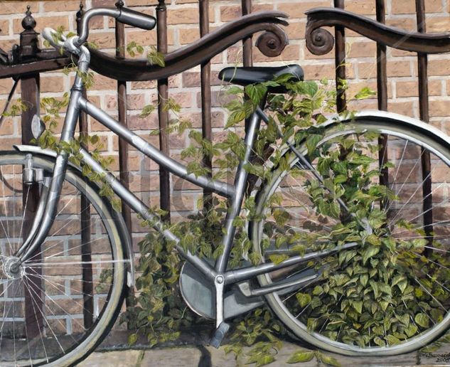 El día de la bicicleta Oil Canvas Landscaping