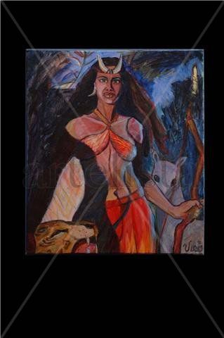 Artemisa la Protectora Acrylic Canvas Figure Painting