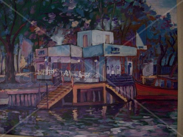 estacion de servicio fluvial Acrylic Panel Marine Painting