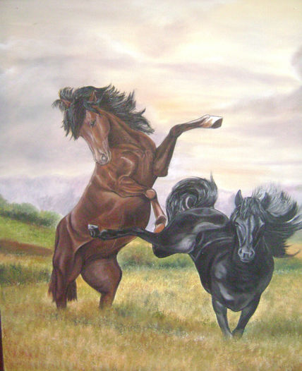 Caballos peleando