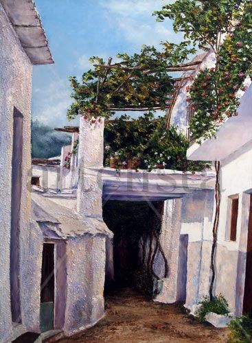 Parras y geranios en la Alpujarra Oil Canvas Landscaping