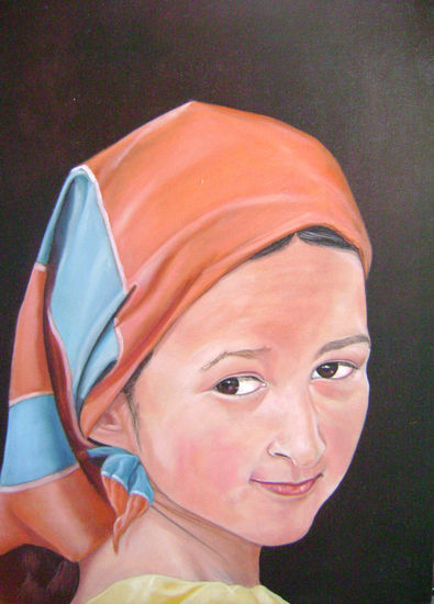 Niña lenca Óleo Lienzo Retrato