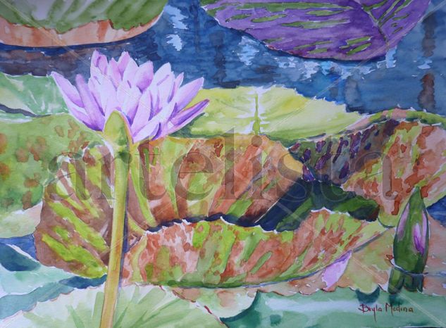 Reflejos del estanque Watercolour Paper Floral Painting