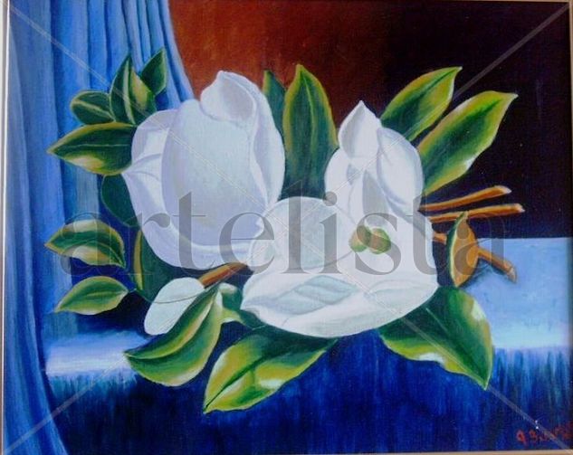 FLORES SOBRE MESA Acrylic Canvas Still Life Paintings