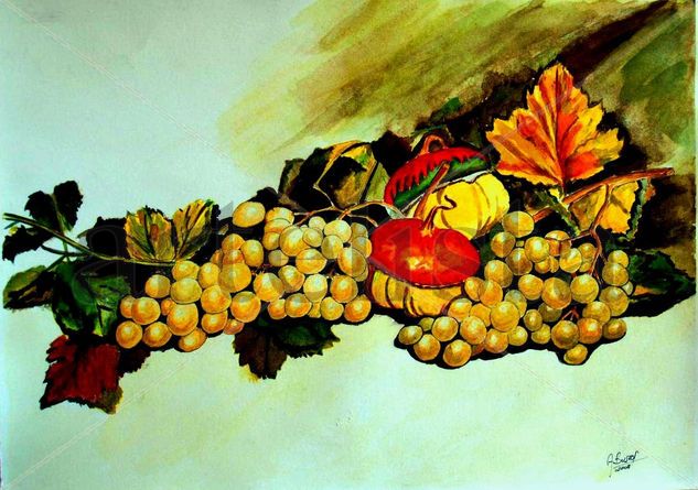 CALABAZAS Y UVAS Oil Paper Landscaping