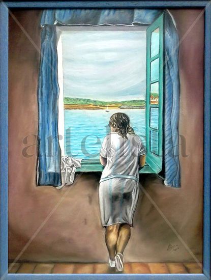 Muchacha en la ventana de Salvador Dali Carboncillo