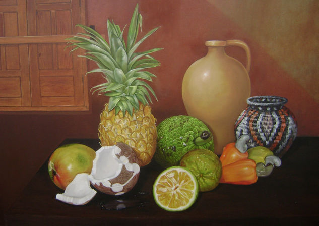 bodegon con coco Oil Canvas Still Life Paintings