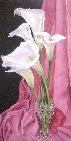 cartuchos con florero Oil Canvas Floral Painting