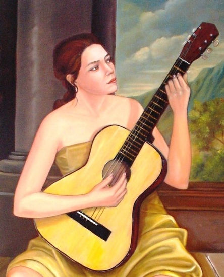 aprendiz de guitarrista Oil Canvas Figure Painting