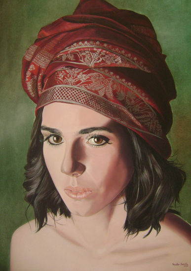 retrato de muchacha con turbante Óleo Lienzo Retrato