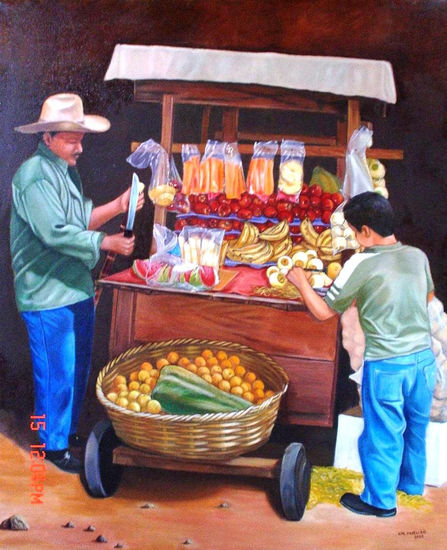 vendedores de frutas Oil Canvas Figure Painting