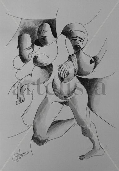 TEMOR Ink Canvas Figure Painting