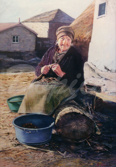 Castañera/Castañeira Oil Canvas Figure Painting