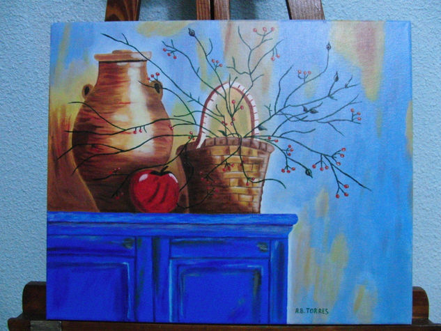 BODEGON CON FLORES Oil Canvas Still Life Paintings