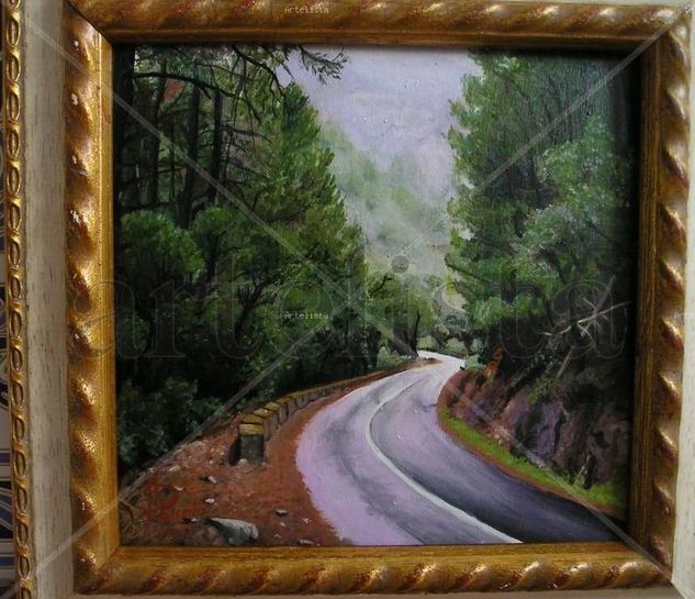 Carretera en las Urdes Oil Panel Landscaping