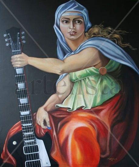 Sibila com guitarra Oil Canvas Figure Painting