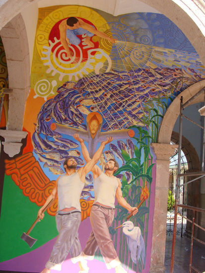 Mural sobre La Piedad de Cavadas Michoacán(Fragmento) Oil Canvas Landscaping