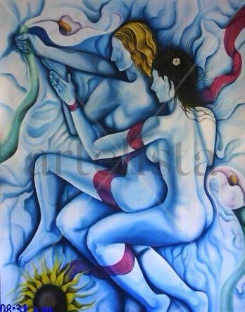 amores florecientes Oil Canvas Nude Paintings