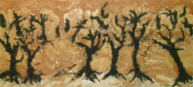 almendros en el bancal Mixed media Canvas Landscaping