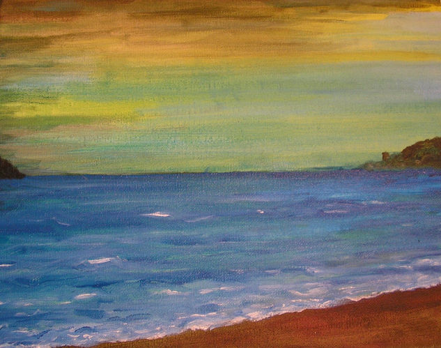 Atardecer en la bahía. Oil Canvas Landscaping