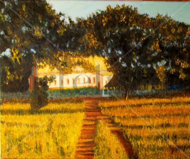 D29 La misión al atardecer (2010) Óleo Lienzo Paisaje