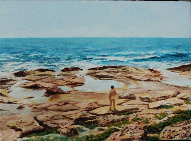 Vacío ante el mar Oil Textile Marine Painting