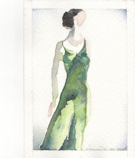 Sin Título Watercolour Card Figure Painting