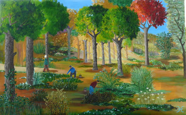 Cazadores de setas Oil Canvas Landscaping