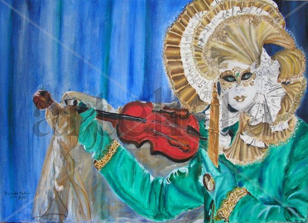 Música de carnaval Oil Canvas Figure Painting