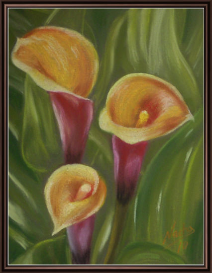 Calas Pastel Paper Floral Painting