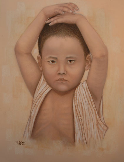 Título:Laos child Pastel Papel Retrato