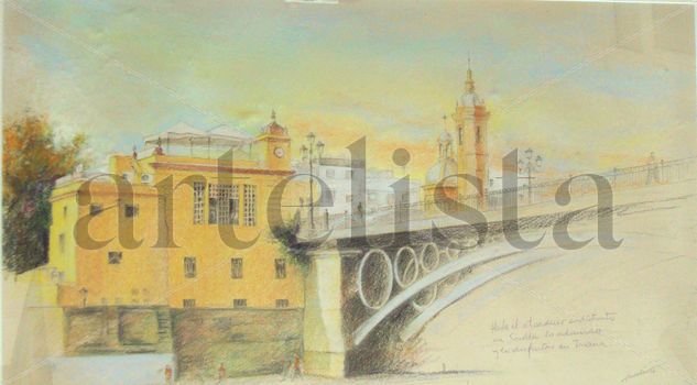 puente de Triana Pastel Paper Landscaping