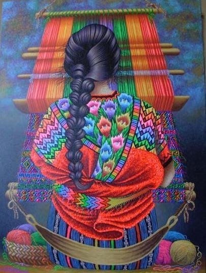 TEJEDORA (weaver) Oil Canvas Figure Painting