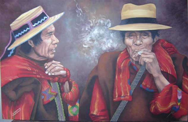 FUMADORES Oil Canvas Portrait